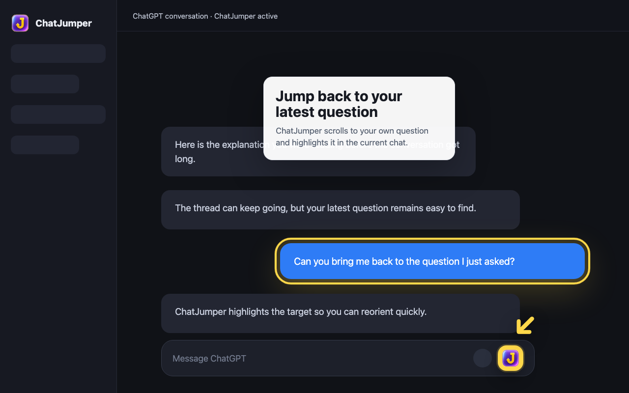 ChatJumper highlighting a user question inside ChatGPT